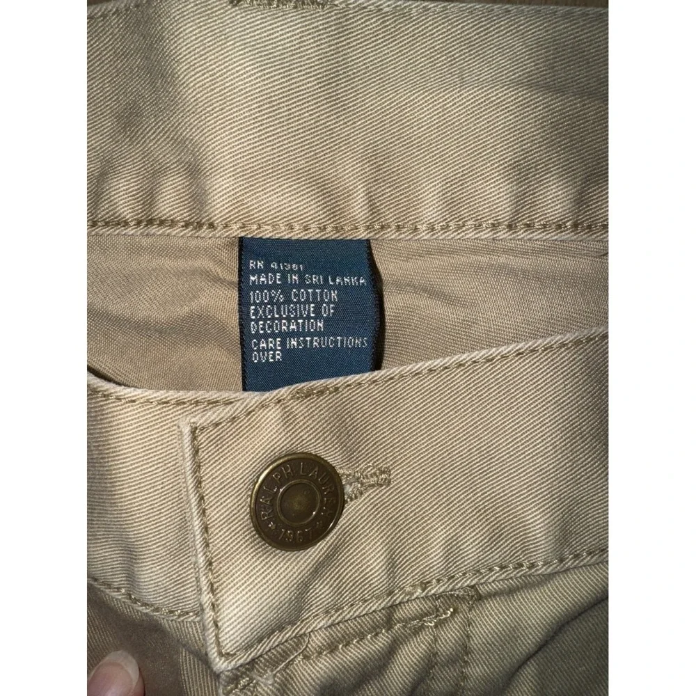 Mens Ralph Lauren Straight Leg Chino Pants Tan Classic Fit Cotton Casual‎ 38x34